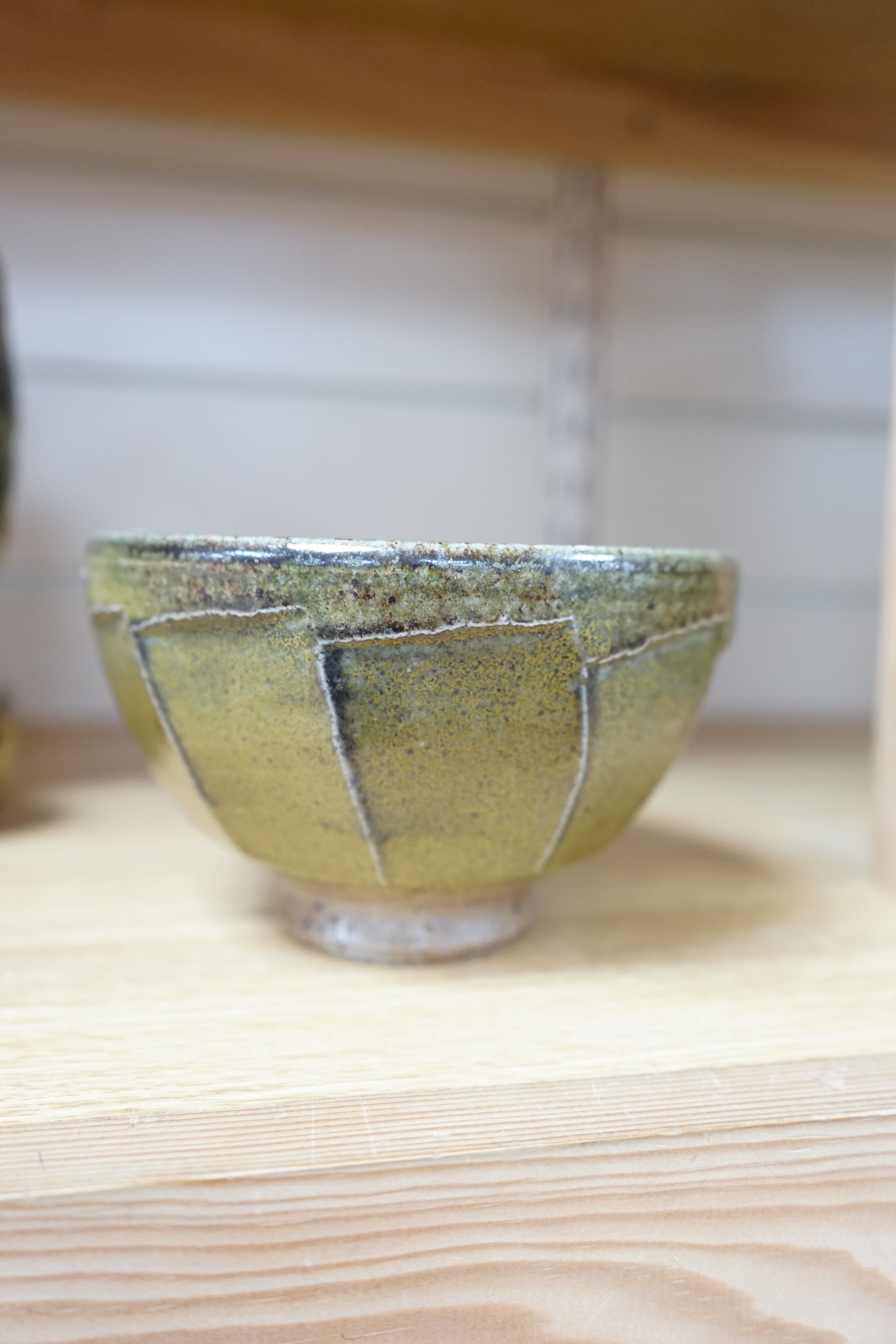 Richard Batterham (1936-2021), a Stoneware studio pottery bowl, cut-sided, unmarked, 15cm in diameter. Condition - good